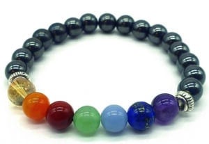 Bracelet 7 chakras en pierres naturelles et hématite pour l'équilibre énergétique, le bien-être et l'harmonisation des chakras